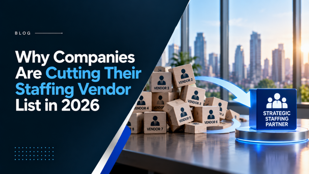 Companies consolidating multiple staffing vendors into one strategic staffing partner to simplify recruitment in 2026.